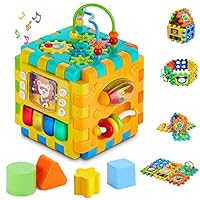 INvench Baby Activity Cube Toddler Toys - 6 in 1 Shape Sorter Toys for Infants Early Development Educational Toys for 1 2 Years Old Boys & Girls