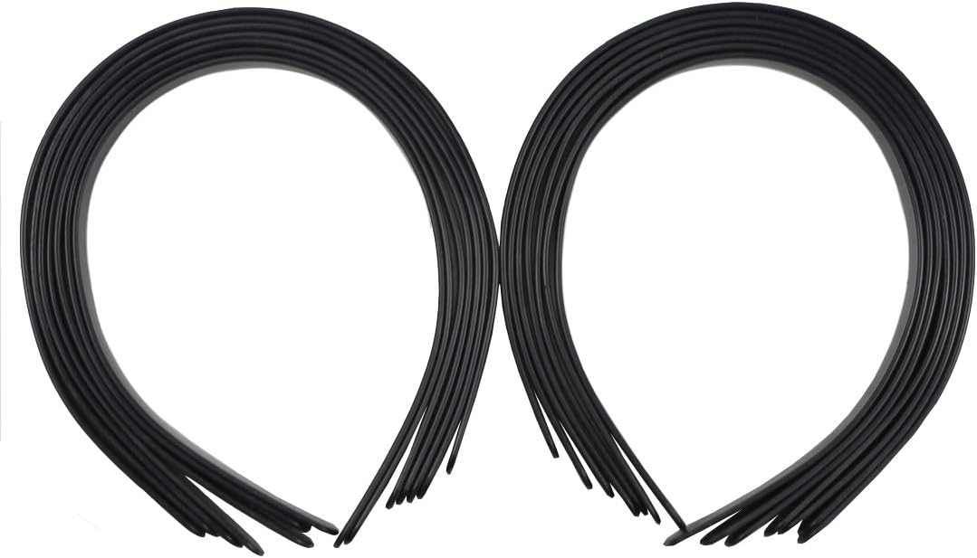 50PCS Amersumer 1/2" Girls Plain No Teeth DIY Plastic Headbands Headwear Hair Accessories (Black๏ผ (BLACK)