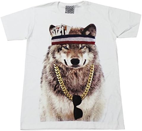 ARAINA dog fox wolf party skate street wear T-Shirt White / AR113 size L