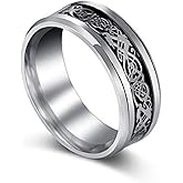 Lzz Silver Dragon Beveled Edge Celtic Dragon Titanium Stainless Steel Men's Wedding Ring Size 7-12 (US code 11)