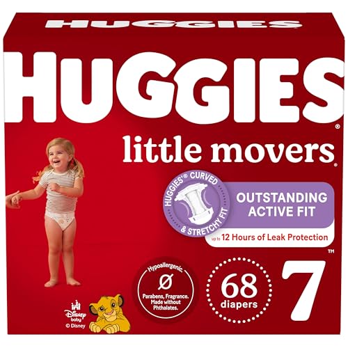 Huggies Size 7 Diapers, Little Movers Baby Diapers, Size 7 (41+ lbs), 68 Count,…