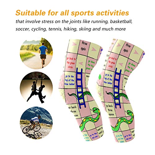 Knee Sleeve Pin Snakes Ladders Full Leg Brace Compression Long Sleeves Pant Running, Jogging, Sports, Crossfit, Basketball, Joint Pain Relief, Men and Women 1 Pair - Thumbnail 5