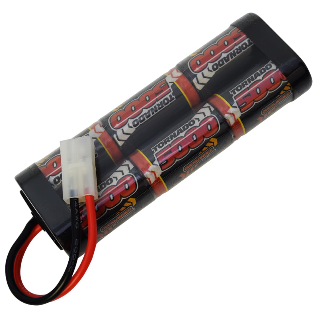 Overlander Batteries 5000mAh 7.2V NiMH RC Car Battery Pack with Tamiya Plug for Remote Control Cars, Buggies, Monster Trucks and RC models - High Capacity, Low Self-Discharge, Rechargeable Batteries