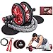 Ab Roller Wheel, Kamileo 5-In-1 Ab Roller Kit with Knee Pad, Resistance Bands, Jump Rope, Core Sliders, Perfect Home Gym Equipment for Abdominal Exercise (Workout Guide Included)