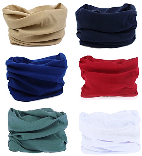 Kingree 6PCS Outdoor Headscarves for ATV/UTV riding, Seamless Bandanas Tube, High Elastic Headband with UV Resistance, Womens and Mens Headband Headwear Headwrap (6 Solid Color (R))