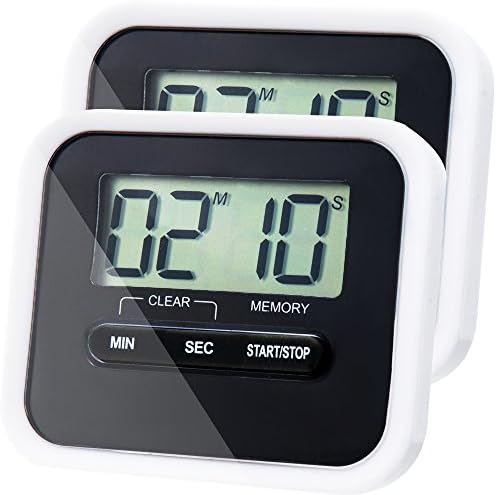 2 Pack Kitchen Timer Magnetic Digital timer Back and Retractable Stand Minute Second Count Up Countdown
