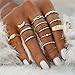 Min 10Pcs Bohemian Vintage Crystal Knuckle Joint Nail Ring Set Sun Moon Ring Set Finger Rings (Gold Set(12Pcs))