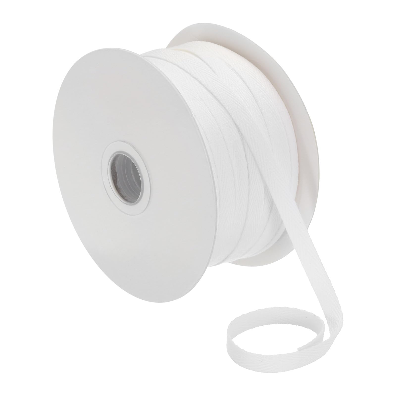 PATIKIL Cotton Twill Tape 1/4 Inch 50 Yards 100% Cotton Ribbon Bias Tape Herringbone Webbing Trim for Sewing Gift Wrapping, White