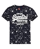 Superdry Men's Premium Goods Paint Splatter Short-Sleeve T-Shirt (Bass Blue Grindle, X-Large)