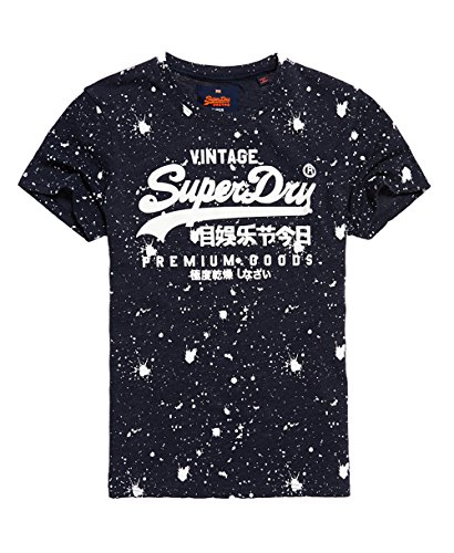 Superdry Men's Premium Goods Paint Splatter Short-Sleeve T-Shirt (Bass Blue Grindle, X-Large)