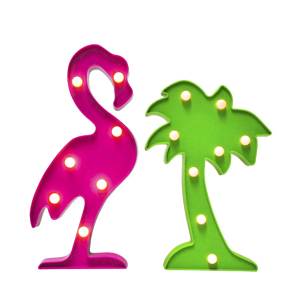 Acelist 3d Flamingo Pineapple Signs Lights Kids Baby Child Bedroom Decor Light Wall Table Light For Hawaiian Luau Tropical Birthday Party Decoration Festivals Romantic Night