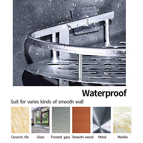 Estantes para Ducha, Entramado de baño, Estantes de baño de Aluminio Espacial Perforado, con Gancho para Colgar, Organizador de Ducha 2 Niveles，para Champú y Gel De Ducha (Doble capa plateada1)