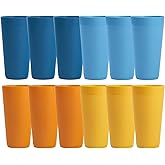 US Acrylic Newport 32 ounce Unbreakable Plastic Stackable Iced-Tea Tumblers in 4 Sunrise Colors | Set of 12 Drinking Cups | Reusable, BPA-free, Made in the USA, Top-rack Dishwasher and Microwave Safe
