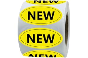 TOP LABEL Yellow Oval New and Used Inventory Labels, Inventory Control Stickers for Retail Stores, Thrift Shops, Garage Sales,1x2 Inches,500 Pcs (New)