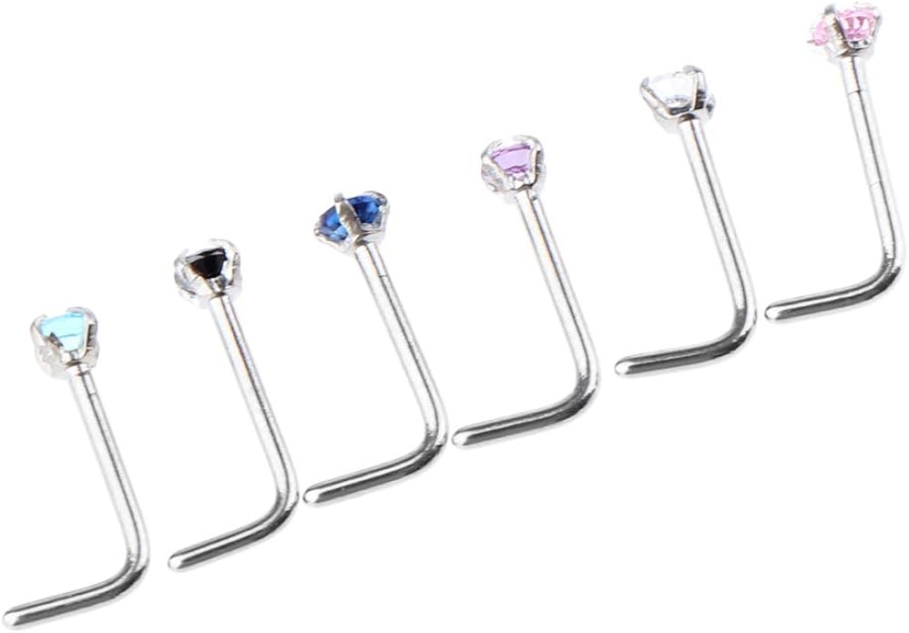 Colcolo Piercing en Forma de L de 6 Piezas de Anillo de Barra de Acero