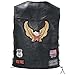 Black Diamond Plate Rock Design Genuine Buffalo Leather Biker Vest, Black, Large