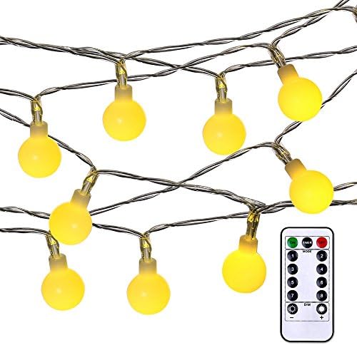 LUCKLED Battery Powered Dimmable Globe String Lights, 17.4 ft 50 LED Decorative Christmas Lights for Home, Garden, Patio, Lawn, Party and Holiday Decorations (Warm White)
