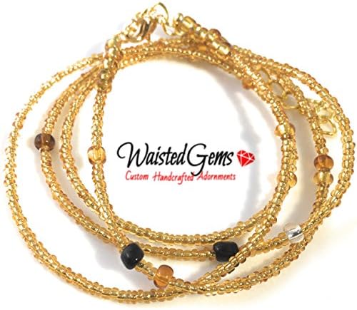 Waist Beads Gold Size 36 to 39 inches ,Summer Jewelry, Bikini, Waistbeads, African Waist Beads, Gift Idea, Kwanza, Crop Tops, Gold Bikini