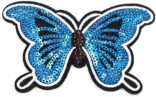 11.3cm Sequins Butterfly Iron-on or Sew-on Garment Patch (Royal Blue 2pcs)