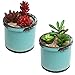 MyGift Rustic Style Teal Ceramic 5 Inch Round Succulent Cactus Planters, Small Cylindrical Flower Pots, Set of 2