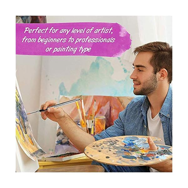 Fuumuui 3Pcs Art Travel Paint Brush Rundhaar Kurzgriff Pinsel für Acryl Öl und Aquarell – Bild 6