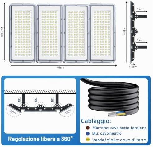 400W Faretto LED da Esterno - 2 Pezzi 40000LM Super Luminoso Faro LED Esterno con Trasformatore, 7000k Bianca Fredda Luce Esterna, Impermeabile IP67 Faretti per Garage, Cortili, Stadi, Fabbriche