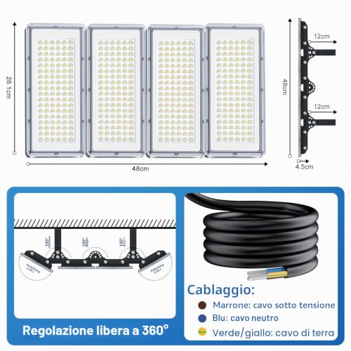 400W Outdoor LED Spotlight – 2 Pieces 40000LM Super Bright Outdoor LED Headlight with Transformer, 7000 K Cool White Outdoor Light, Waterproof IP67 Spotlights for Garages, Patios, Stadiums, Factories