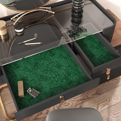 VEELIKE Self-Adhesive Wallpaper Vintage Green Velvet Texture Wallpaper Dark Green Fabric Adhesive Foil Velvet and Felt Foil for Furniture Bedroom Jewelry Boxes Drawers 40cm × 300cm