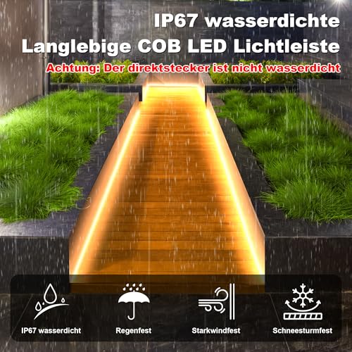 Gliztech IP67 Waterproof COB LED Strip AC 230 V Direct Plug, 20 m Super Bright LED Light Strip, Self-Adhesive Outdoor with Double Fuse Controller, 2700 K LED Strip, Warm White for Garden, Commercial Decoration