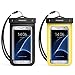 [2 Pack] Universal Waterproof Phone Pouch, MoKo IPX 8 Waterproof Phone Case Dry Bag with Armband & Neck Strap for iPhone X/8 Plus/8/7/6S Plus, Samsung Galaxy S9+ / S9, BLU, MOTO - BLACK + YELLOW