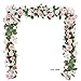 6 Feet Artificial Rose and Lily Garland, Artificial Silk Rose Lily Flower Ivy Vine Leaf Hanging Garland Wreath Garland for Home Wedding Wall Decor Lily (Pink)