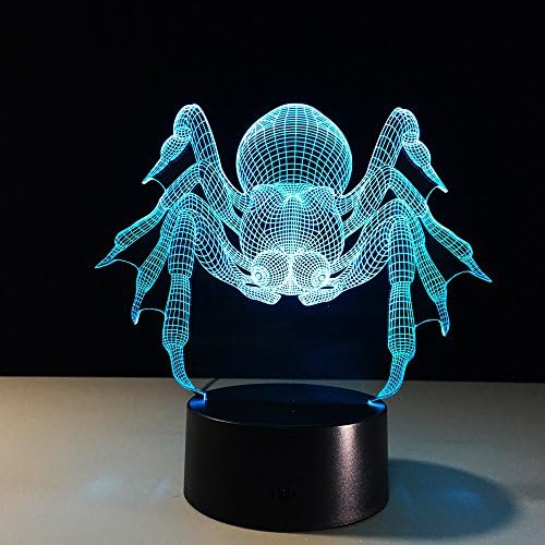 JIAEN LED Night Light 3D USB and Battery Powered Desk Light Touch Switch 7 Colors Acrylic Table Lamp Decorative Light (Spider)