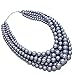 Affordable wedding jewelry, Miss C Statement Beaded Layered Strands Gray Grey Simulated Pearl Beads Silver Chain Necklace Earrings Set Gift Bijoux