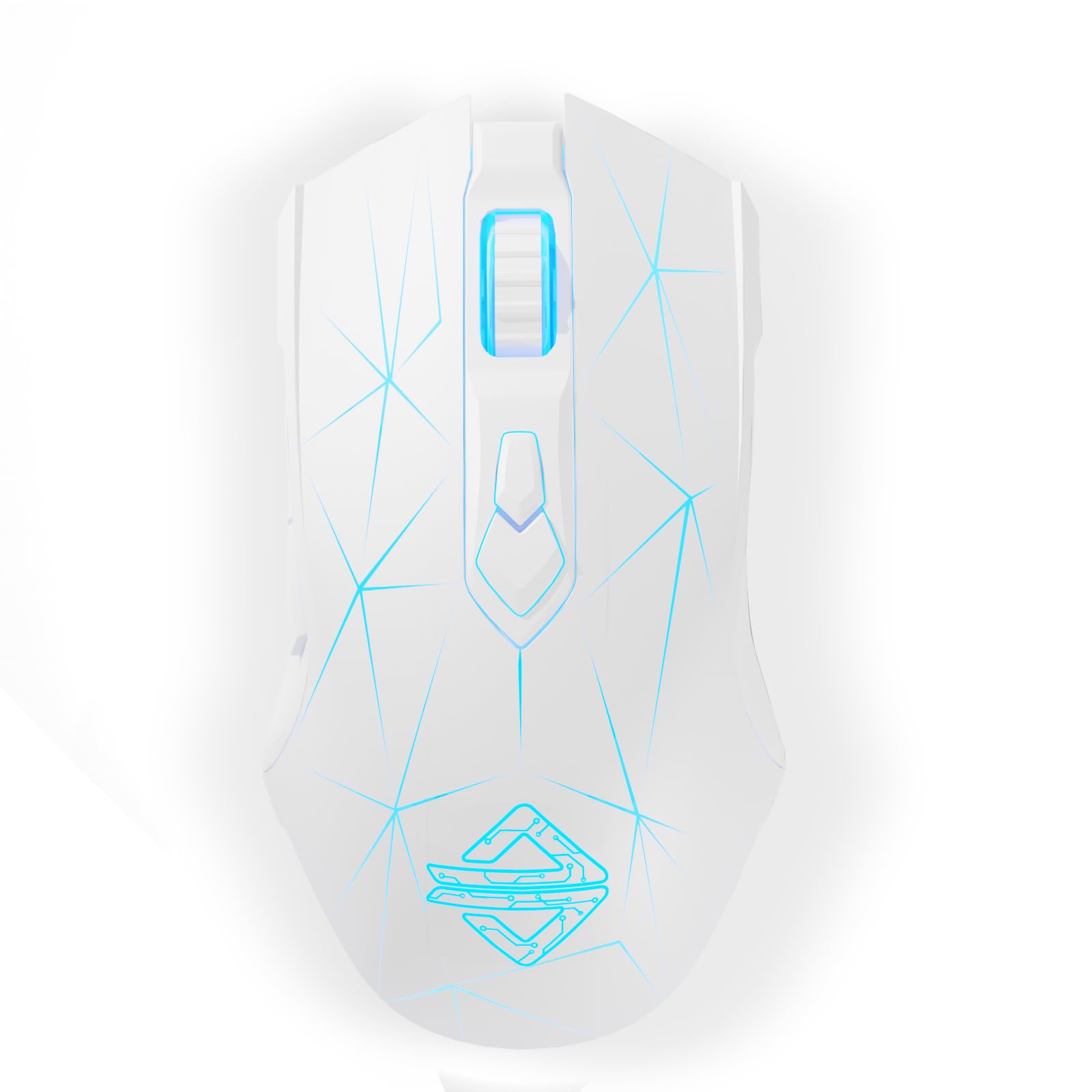 Photo 1 of AJ52PRO Wired Wireless Bluetooth Gaming Mouse with RGB LED Backlight Adjustable 10000DPI Ergonomic 7 Programmable Button Rechargeable 800mAh Battery 2.4Ghz USB Receiver for PC Mac PS4 Gamer(StarWhite)