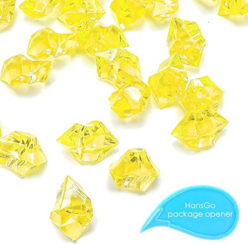 HansIce 100 Pcs Acrylic Ice Rocks, Vase Fillers, Yellow