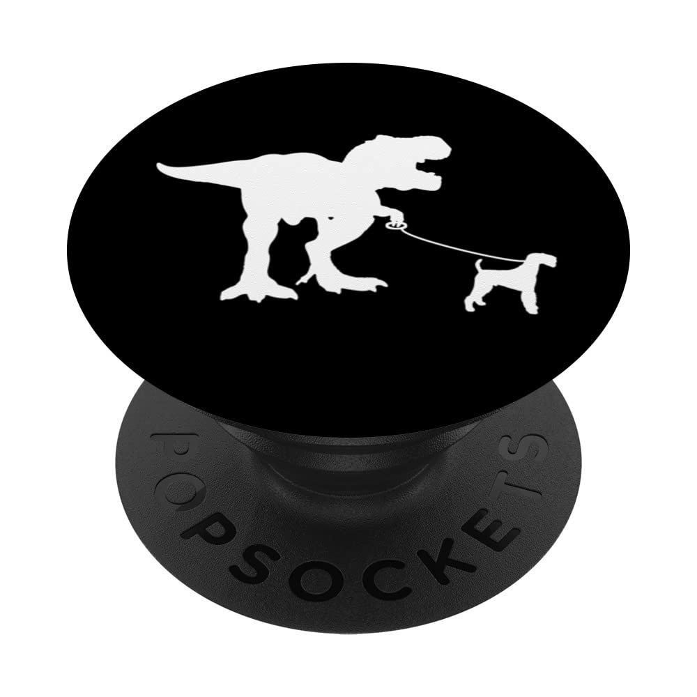 T-Rex Walking Airedale Terrier Tyrannosaurs T Rex Jurassic PopSockets Swappable PopGrip
