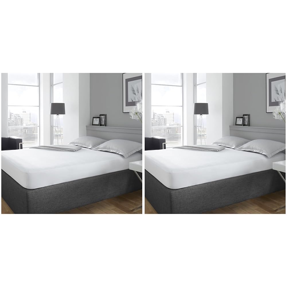 Terry Towelling Mattress Protector 4ft 25cm Deep - Ultra Soft, Breathable, Waterproof Mattress Prorector Single - Anti Allergy Mattress Cover 4ft Bed (‎190 x 122 x 25 Cm) (Pack of 2)
