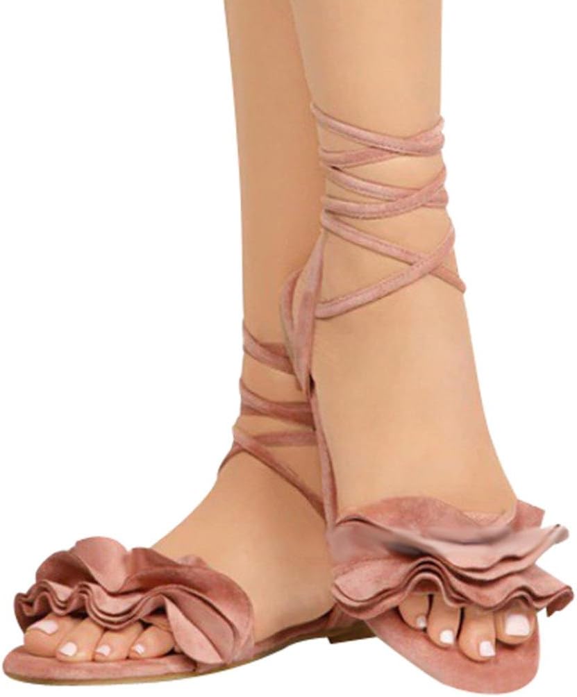 Lace Up Flats Sandals,Hemlock Women Cross Tied Sandals Rome Shoes Wedges Espadrilles Flatform Shoes