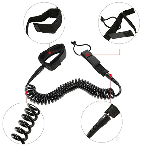 10' Coiled SUP Leash Inflatable Paddle Board Leash with or Without Waterproof Wallet (Only 1pc Ankle Leash)