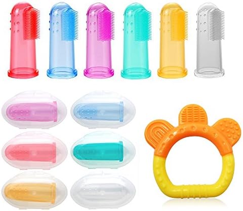 Baby Toothbrush, Philyer 6PCS Silicone Finger Toothbrush with Case Plus 1PC Baby Teether Toy, BPA-Free Soft Bristles Oral Massager , Train Your Child Healthy Oral Habits