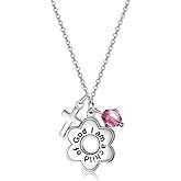 AOBOCO 925 Sterling Silver I Am a Child of God Daisy Necklace Jewelry Birthday Birthday Baptism Communion Gifts for Girls