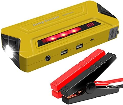 10000mAh Car Jump Starter kit,12V Emergency Jumper, 400A Peak Battery Booster, Dual Smart USB Charging Ports,Built in LED Flash Light and Professional Emergency Safety Hammer.(yellow)