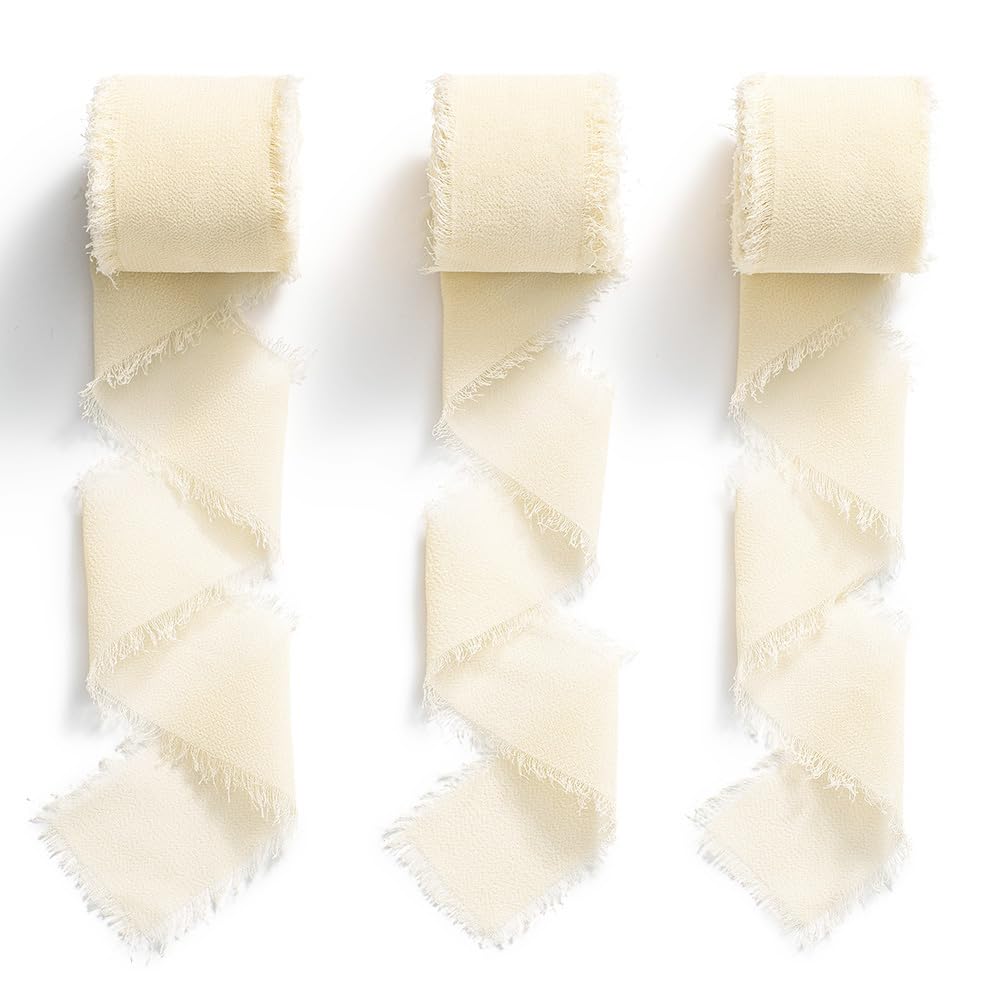 MORSUNBELA Ribbon Champagne Chiffon Ribbon 1.5 Inch x 65 Yards Gift Ribbon Wedding Fabric Ribbon Silk Ribbon