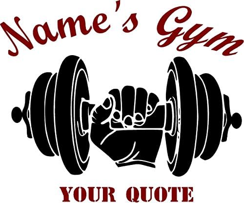 CreativeSignsnDesigns Customized Gym decal w/name &amp; quote- vinyl decal (36"x30", black/black)