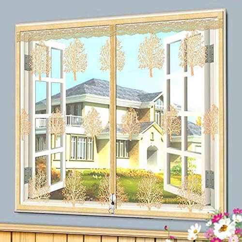MFSDW Golden Tree Window Insect Screen With Self-adhesive Tape, Mosquito Net Window Screen Mesh With Zipper Window Protector Net-a 200x180cm/78.7x71inch