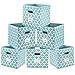 homyfort Cube Storage Organizer Bins 11x11 - Fabric Storage Cubes Bin Foldable Baskets Square Box with Labels and Dual Plastic Handles for Shelf, Nursery, Cabinet, Clothes, Toys, Set of 6 (Teal Blue)