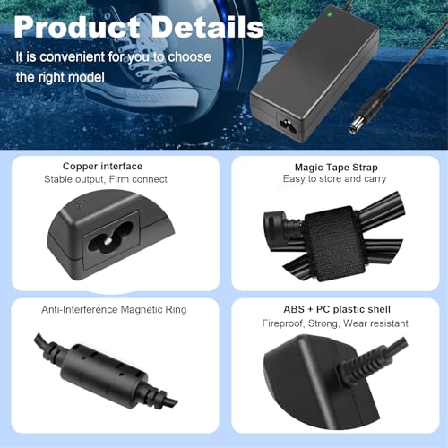 LabTEC Electric Bike Charger 42 V 2 A for 36 V 2 A 10S Li-on Battery Charger Scooter, Electric Bike Adapter Hoverboard Scooter Ninebot Xiaomi 365 4 in 1 Universal Connectors
