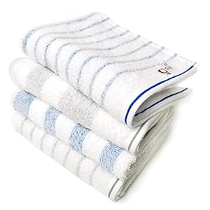 ブルーム 今治タオル ナチュラルボーダー フェイスタオル 4枚セット (ブルー・グレー) natural_ft4_bg