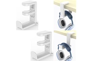 Jindizi 2 Pcs Adjustable Under Desk Headphones Stand Holder - Gaming & Office Headset Hook Hanger, Space-Saving Accessories O