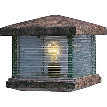 Maxim 48736CLET Triumph VX 1-Light Outdoor Deck Lantern, Earth Tone Finish, Clear Glass, MB Incandescent Incandescent Bulb , 40W Max., Dry Safety Rating, 2900K Color Temp, Standard Dimmable, Glass Shade Material, 4000 Rated Lumens
